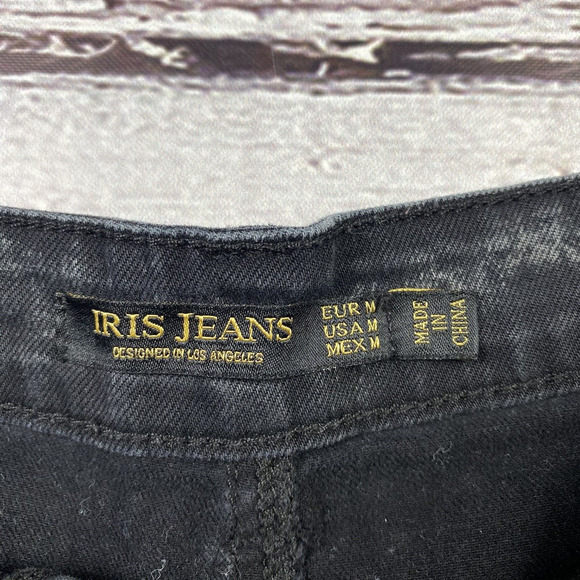 Iris Jeans Cut Off Shorts Modern Vintage Black Stone Washed Size Medium - Picture 8 of 10